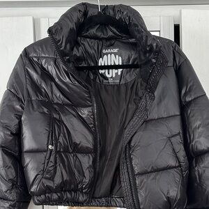 Cropped Shiny Black Puffer Coat